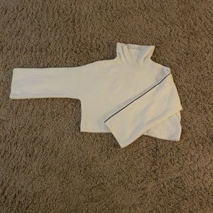 Top Shop Long Sleeve Crop Sweater with Black Stitching